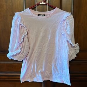 NWT Express top, light pink with ruffle sleeves, XS